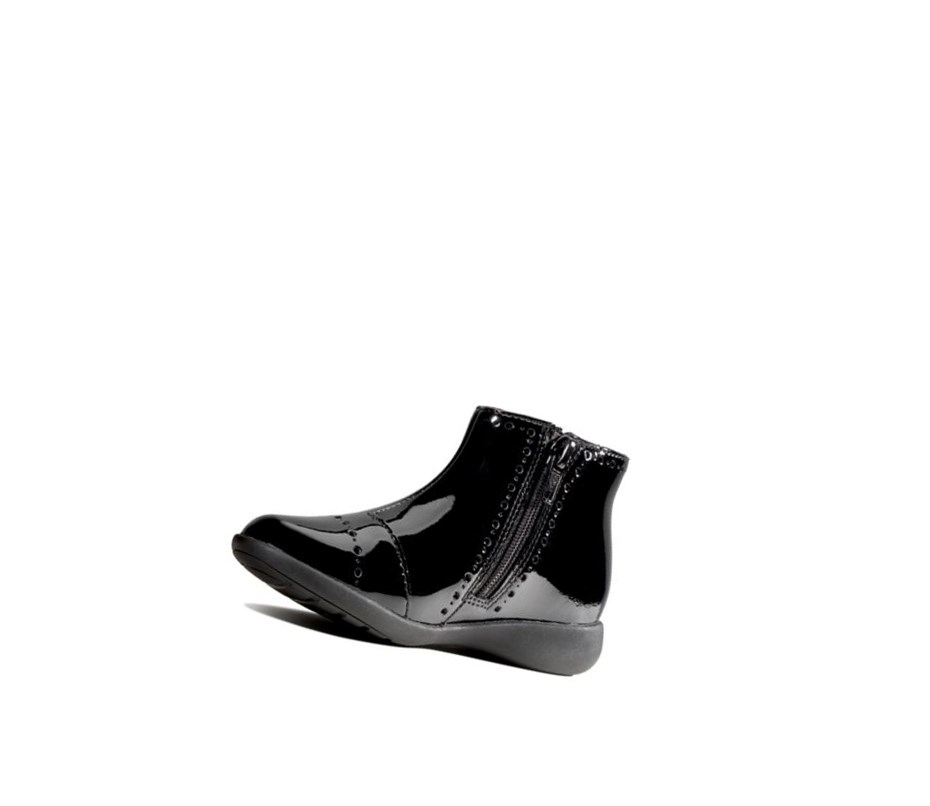 Clarks Etch Form Lack Stiefeletten Mädchen Schwarz | FWAQ06498