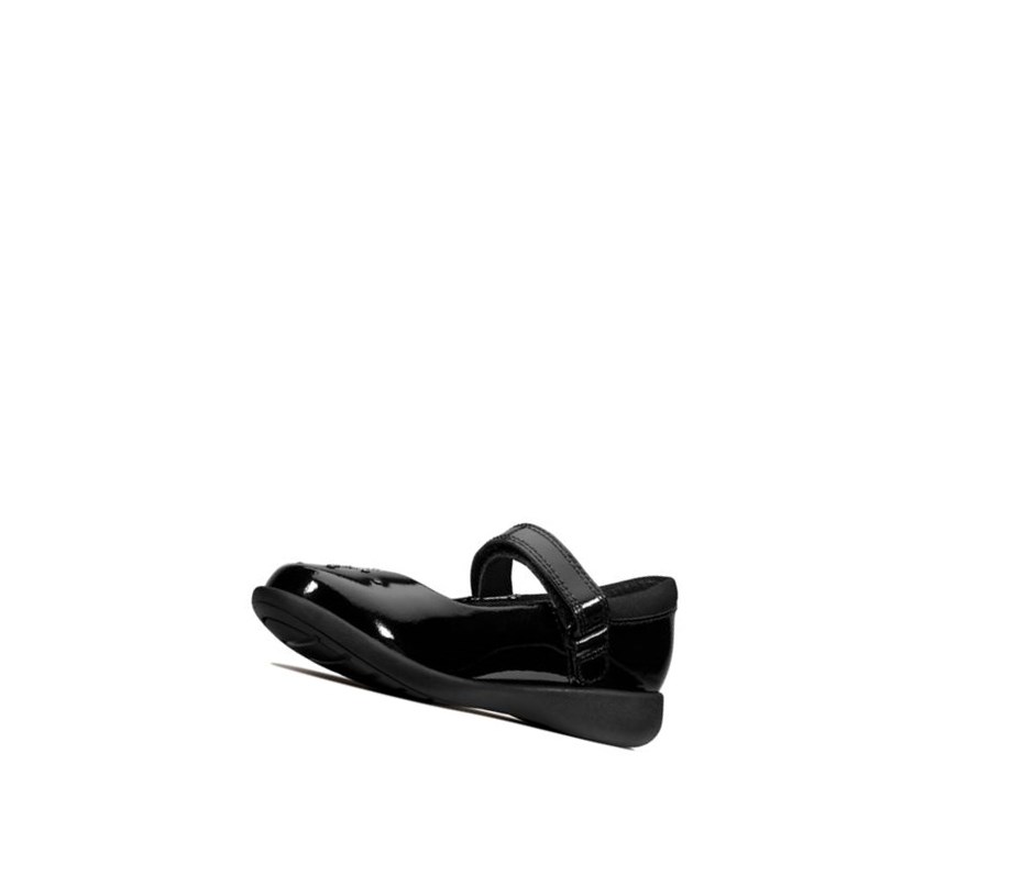 Clarks Etch Spark Lack Leder Lederschuhe Mädchen Schwarz | UJNZ51208