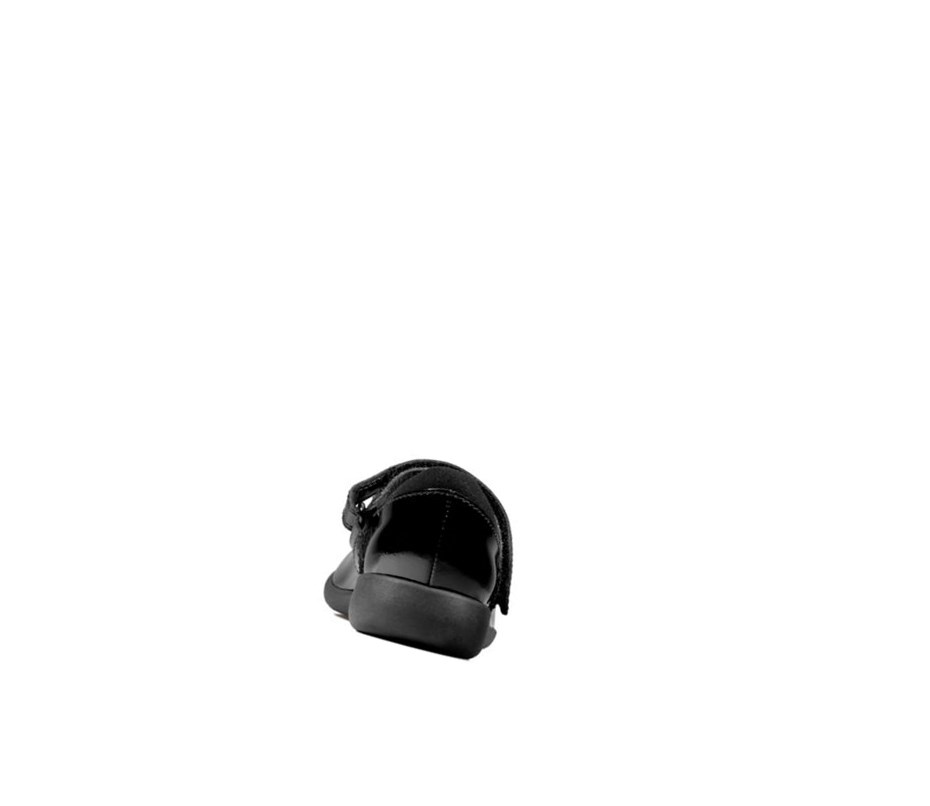Clarks Etch Spark Lack Leder Schulschuhe Mädchen Schwarz | HXZY10526