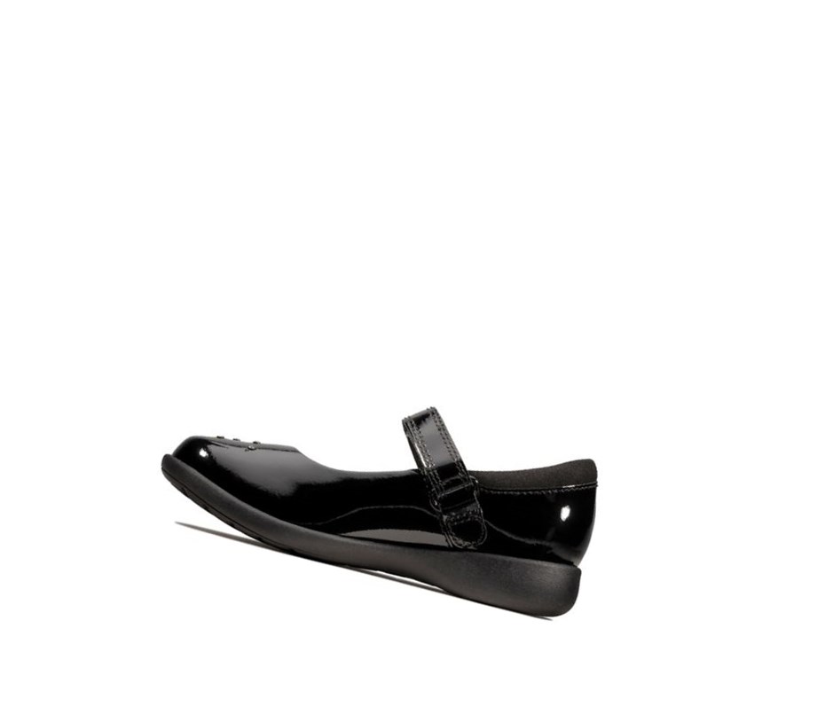 Clarks Etch Spark Lack Leder Schulschuhe Mädchen Schwarz | PFAX16754