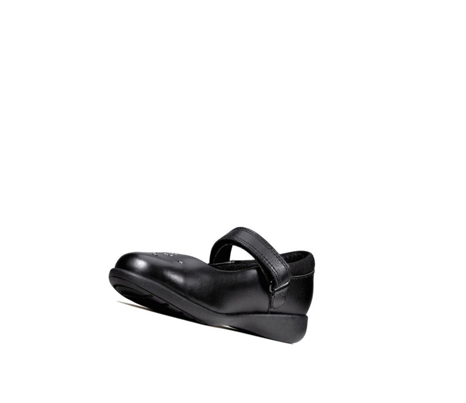 Clarks Etch Spark Leder Schulschuhe Mädchen Schwarz | XAFP36984