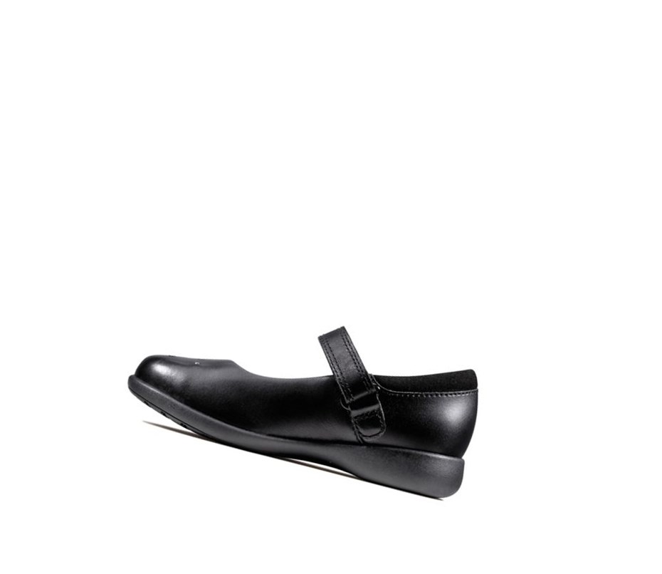 Clarks Etch Spark Leder Schulschuhe Mädchen Schwarz | XAFP36984