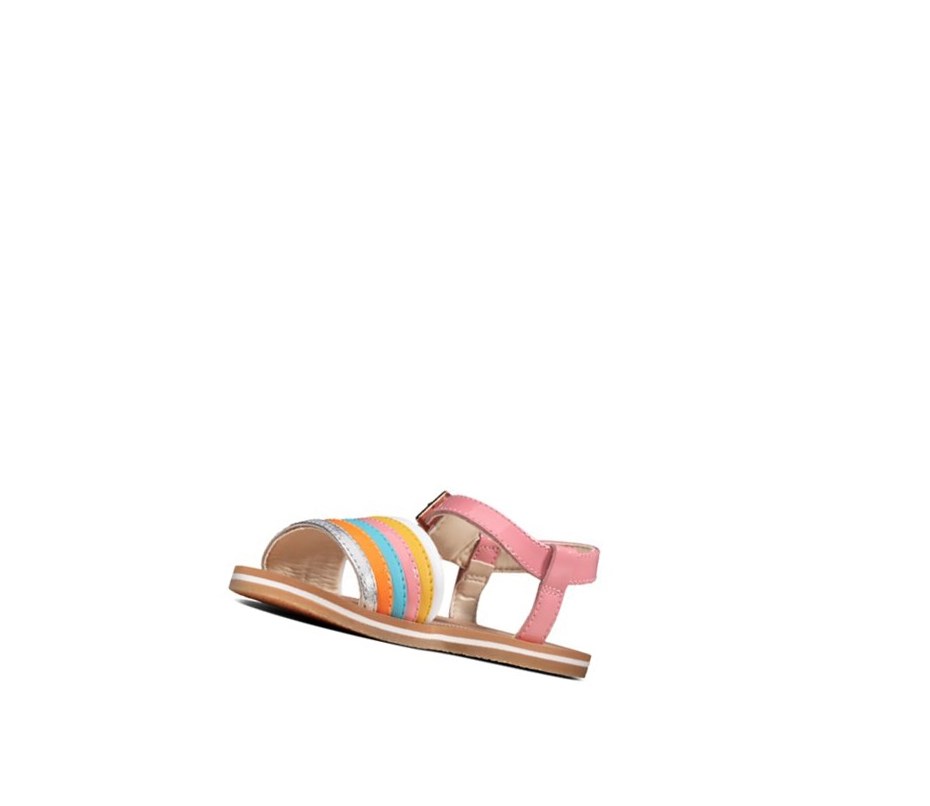Clarks Finch Stride Leder Lässige Sandalen Mädchen Multicolour | QOPD02745