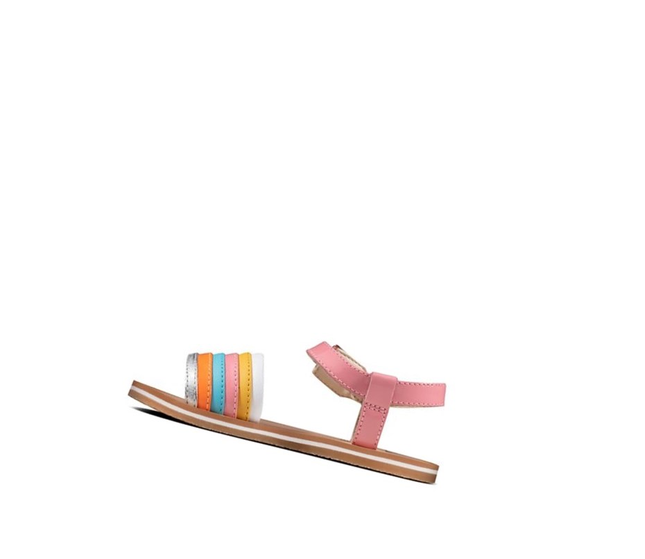 Clarks Finch Stride Leder Lässige Sandalen Mädchen Multicolour | QOPD02745