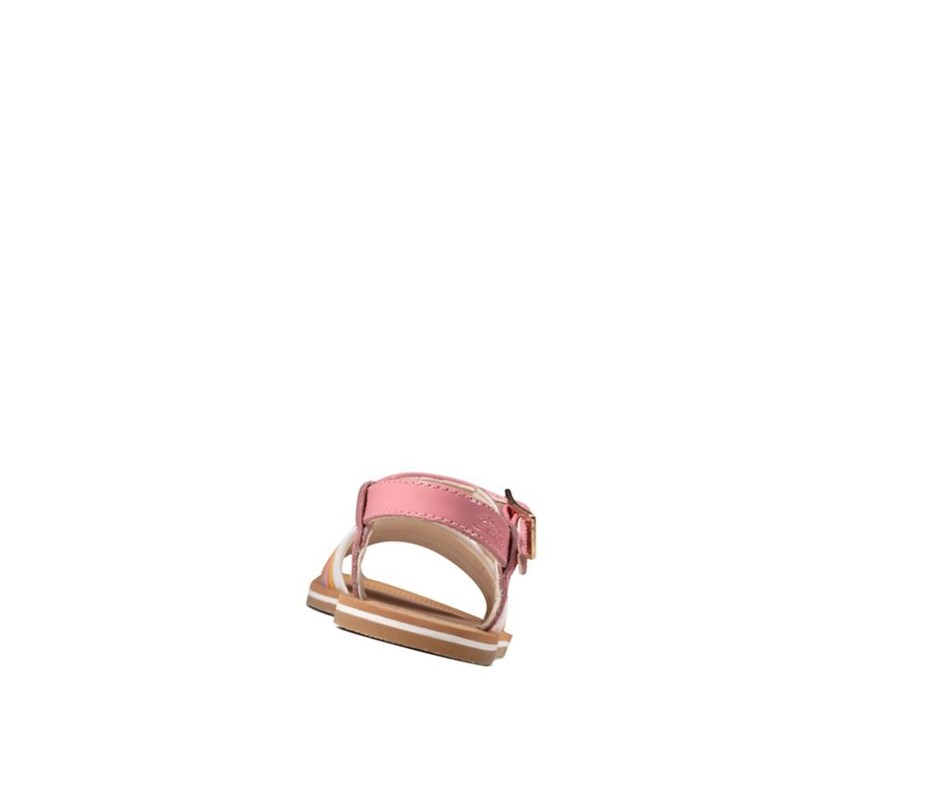 Clarks Finch Stride Leder Lässige Sandalen Mädchen Multicolour | QOPD02745