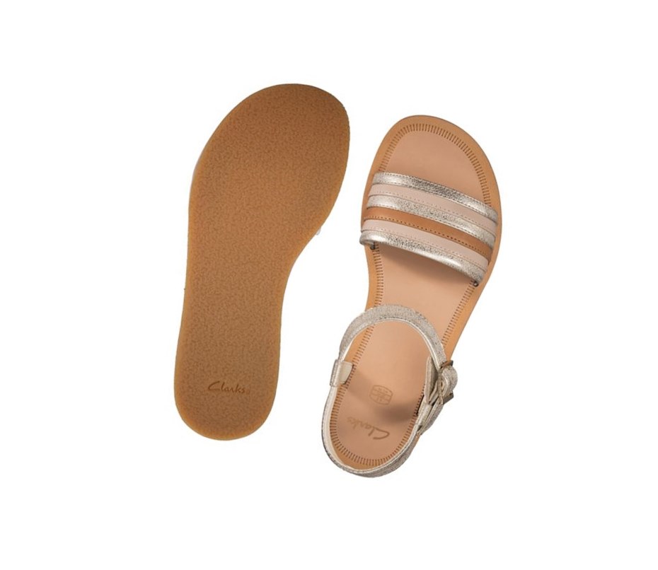Clarks Finch Stride Lässige Sandalen Mädchen Gold | ACOD49735