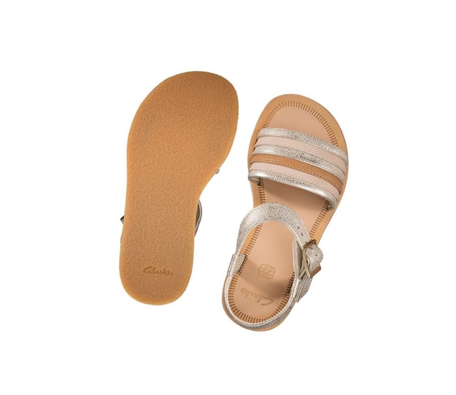 Clarks Finch Stride Lässige Sandalen Mädchen Gold | HUSI68174