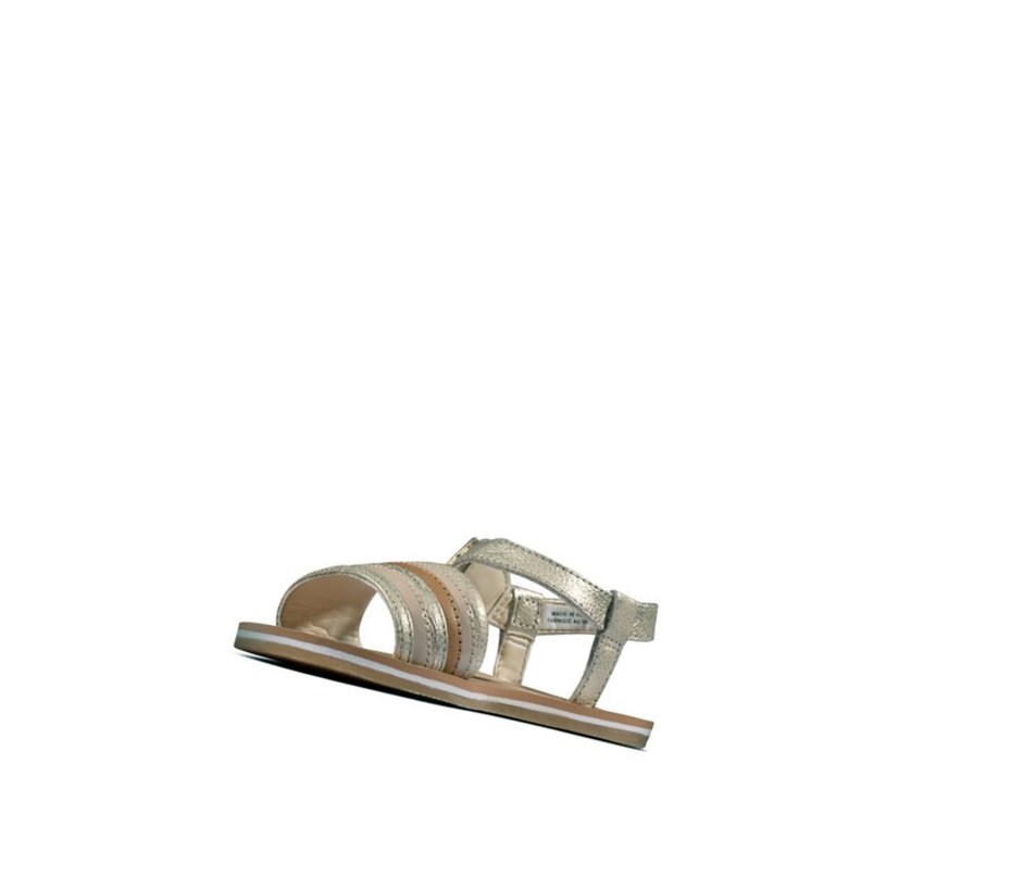 Clarks Finch Stride Lässige Sandalen Mädchen Gold | LCIK79281