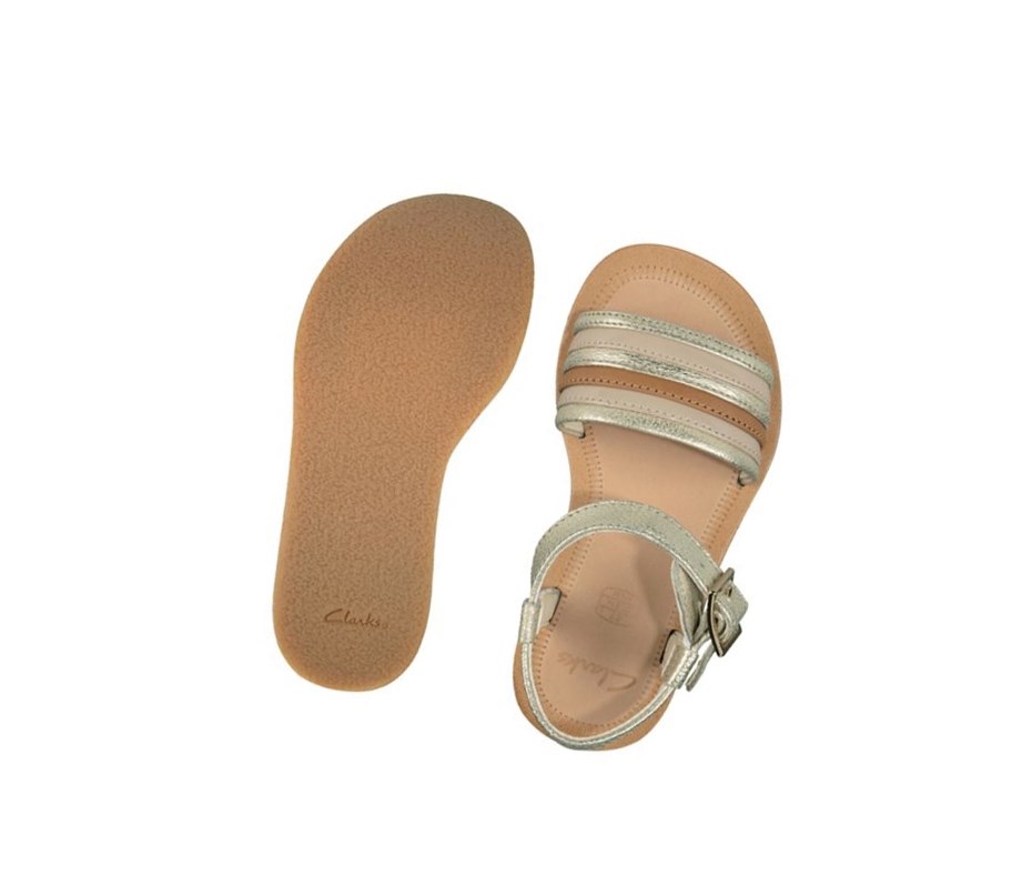 Clarks Finch Stride Lässige Sandalen Mädchen Gold | LCIK79281