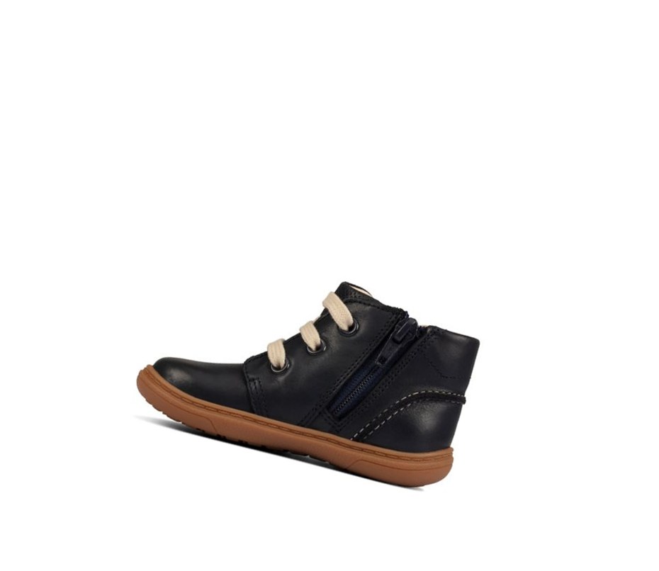 Clarks Flash Leder Wüstenstiefel Mädchen Navy | ODKN91063