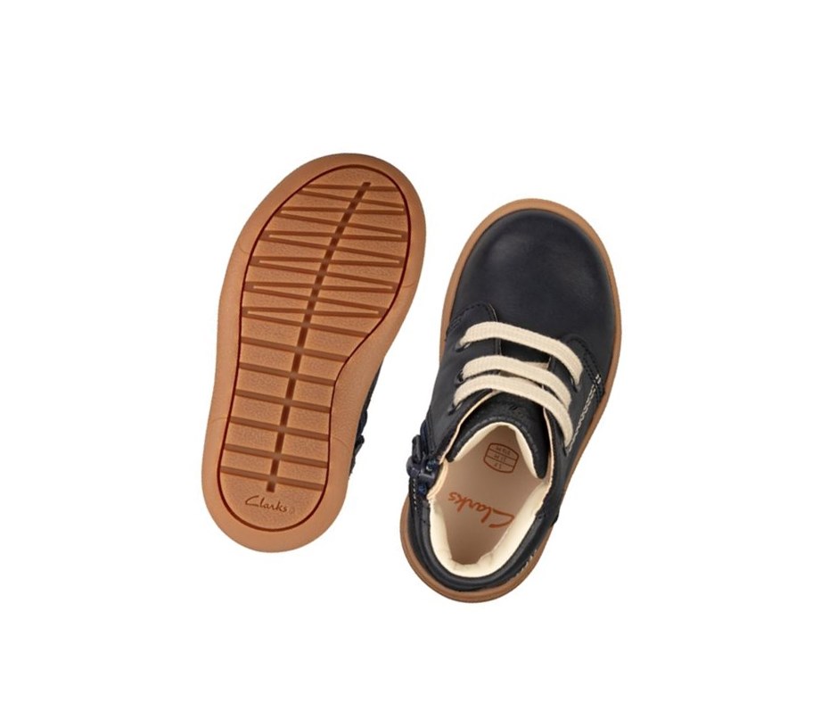 Clarks Flash Leder Wüstenstiefel Mädchen Navy | ODKN91063