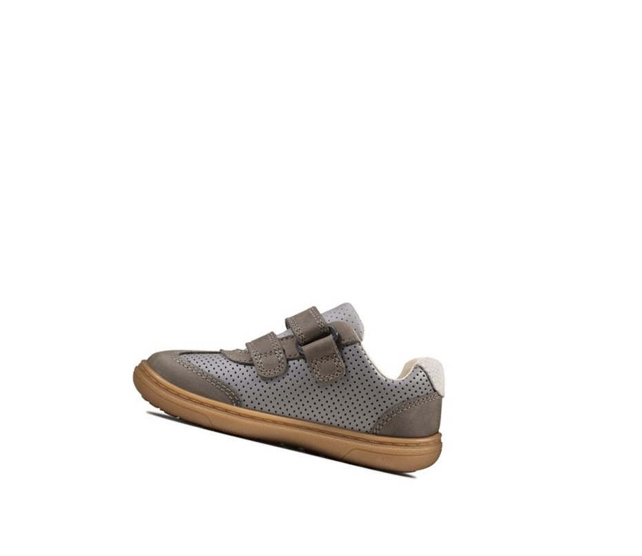 Clarks Flash Metra Leder Lederschuhe Jungen Dunkelgrau | KHWR96547