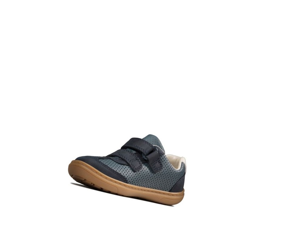 Clarks Flash Metra Leder Lederschuhe Jungen Navy | ZSAY62180