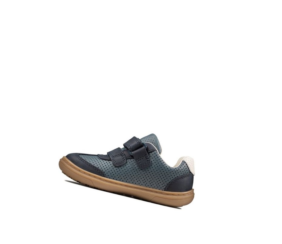 Clarks Flash Metra Leder Lederschuhe Jungen Navy | ZSAY62180
