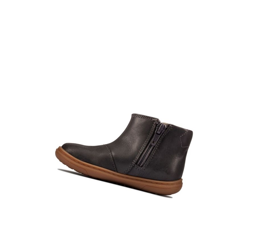Clarks Flash Sea Leder Chelsea Boots Jungen Dunkelgrau | YXZF51067