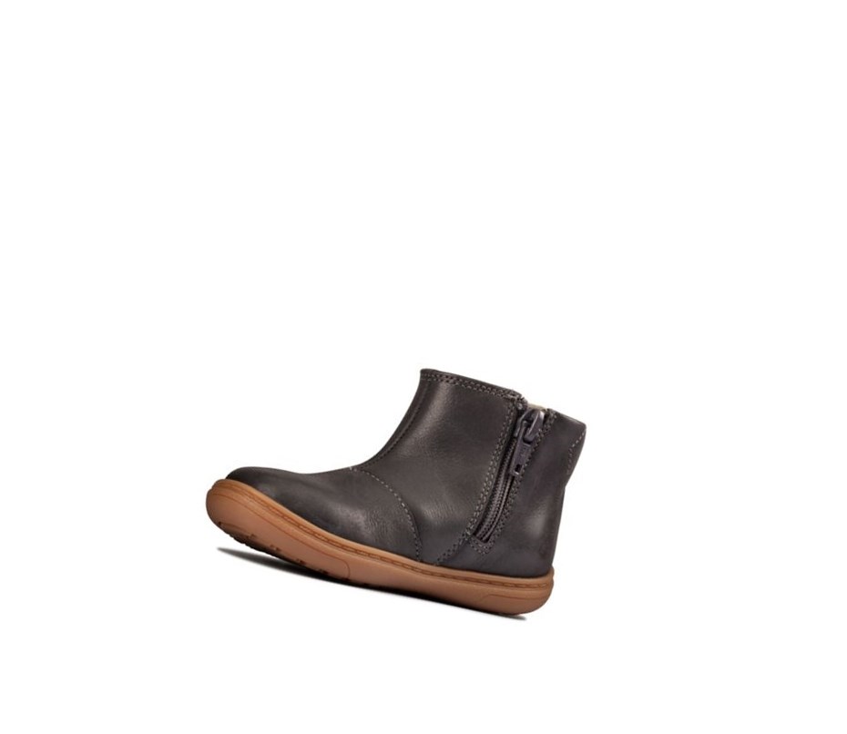 Clarks Flash Sea Leder Chelsea Boots Mädchen Dunkelgrau | JZTR64381