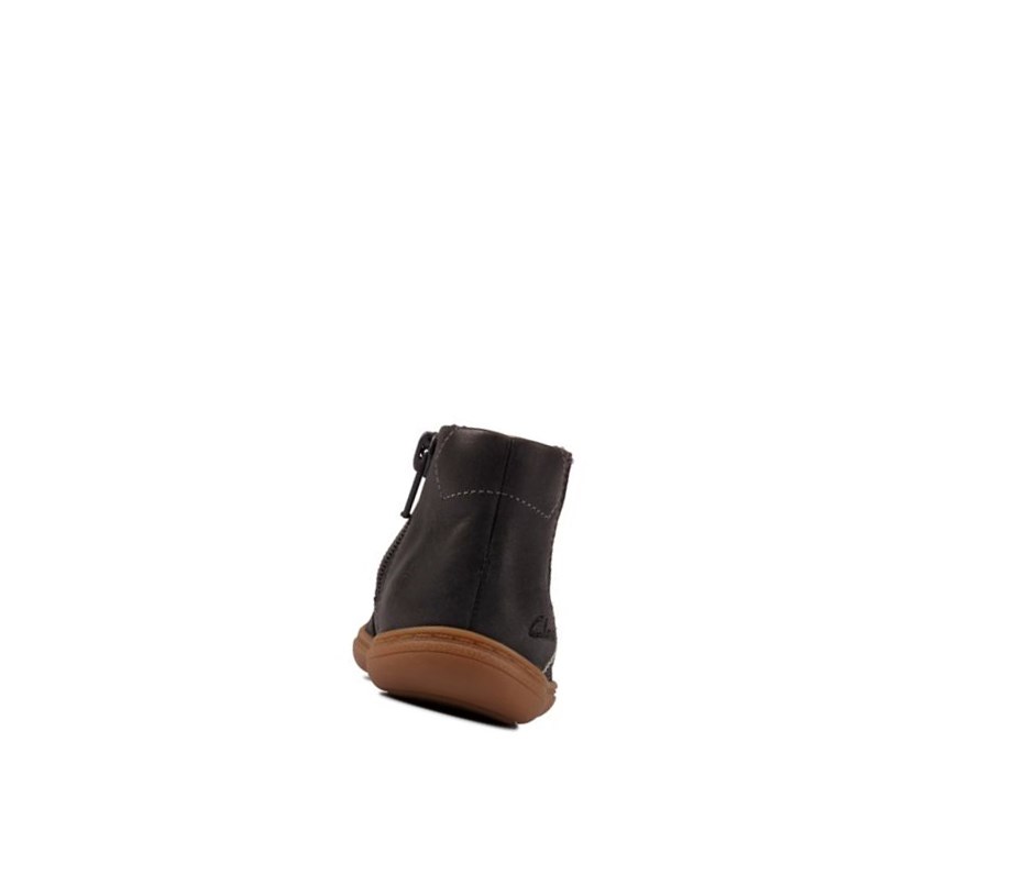 Clarks Flash Sea Leder Chelsea Boots Mädchen Dunkelgrau | JZTR64381