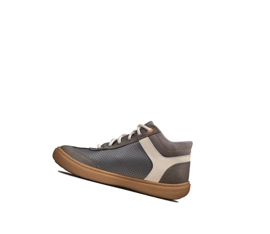 Clarks Flash Seek Leder Stiefeletten Jungen Grau | ODEW83974