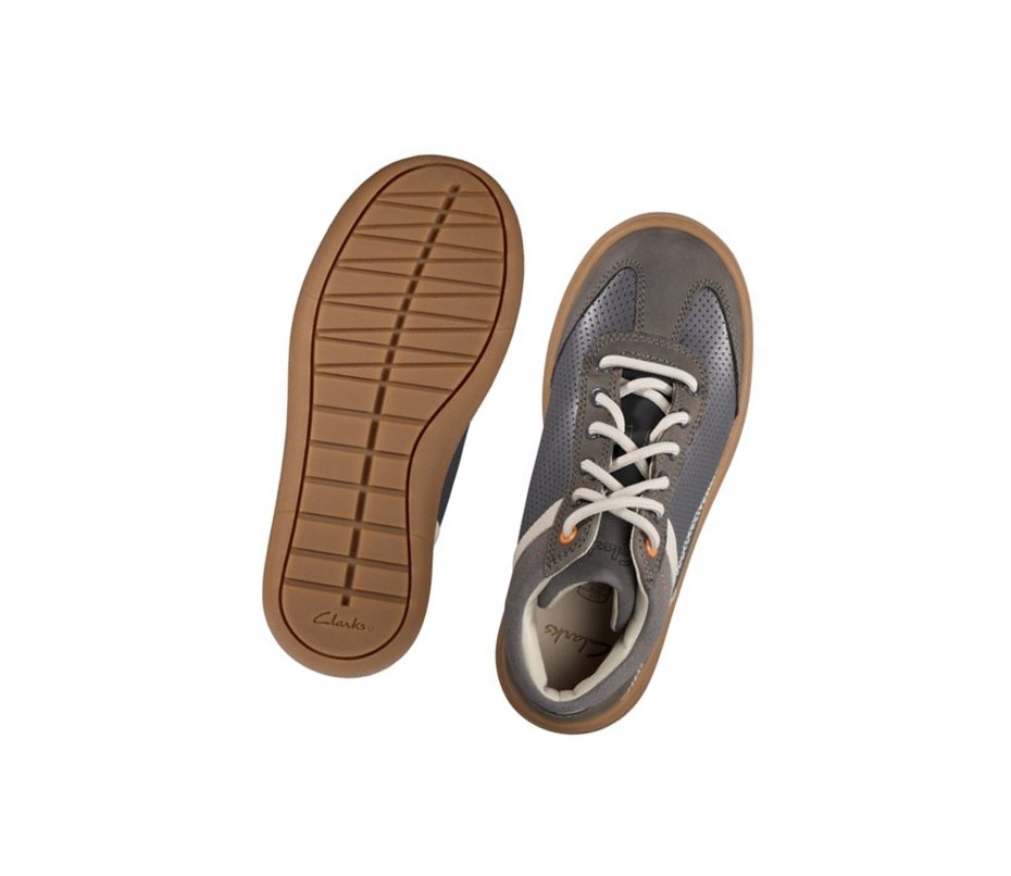 Clarks Flash Seek Leder Stiefeletten Jungen Grau | ODEW83974