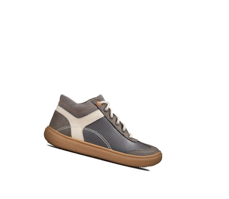 Clarks Flash Seek Leder Stiefeletten Jungen Grau | ODEW83974
