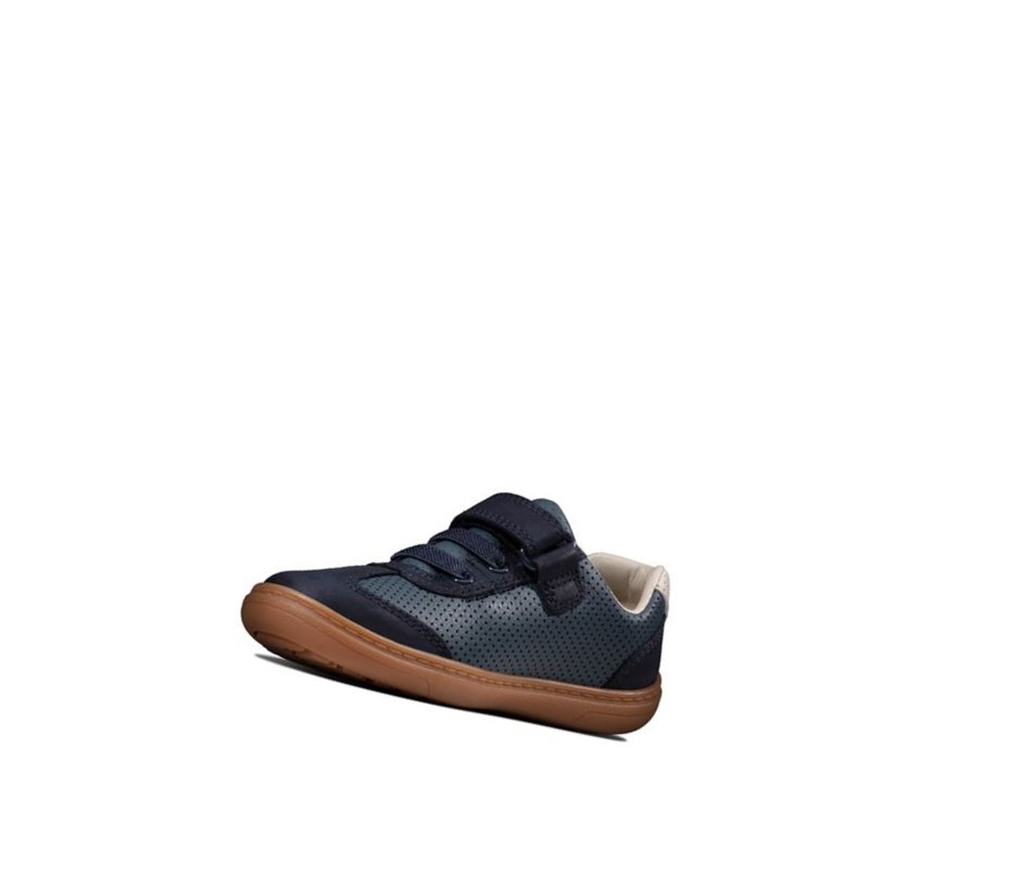 Clarks Flash Step Leder Lederschuhe Jungen Navy | JGAB01639