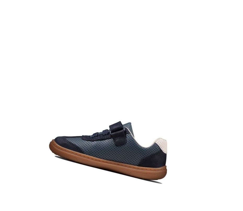 Clarks Flash Step Leder Lederschuhe Jungen Navy | JGAB01639