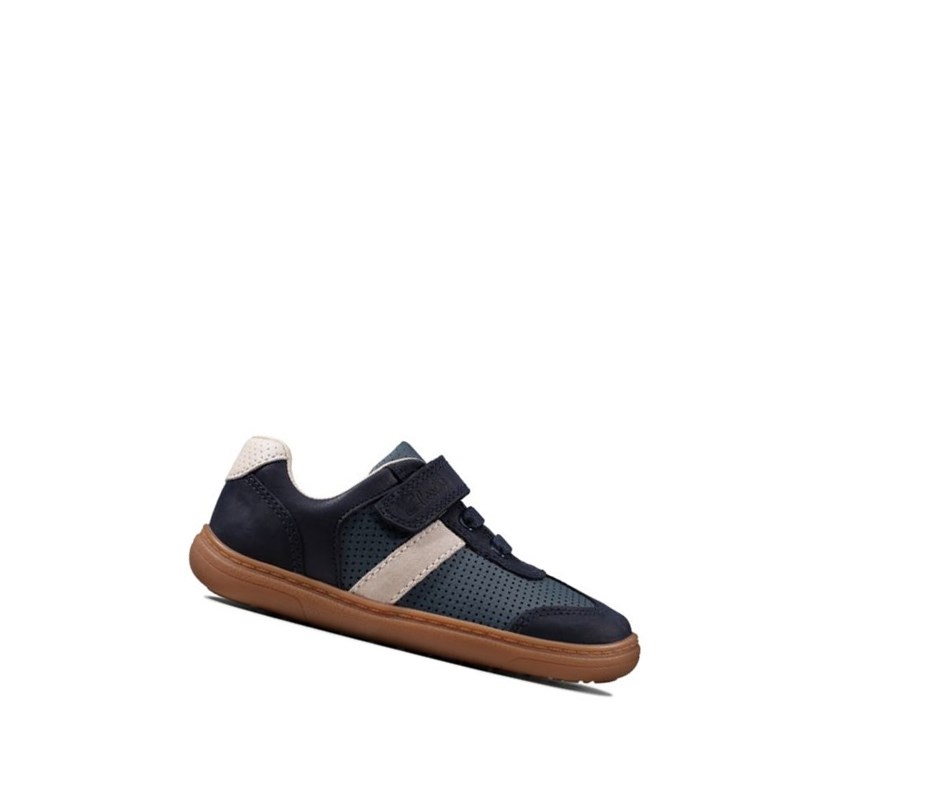 Clarks Flash Step Leder Lederschuhe Jungen Navy | JGAB01639