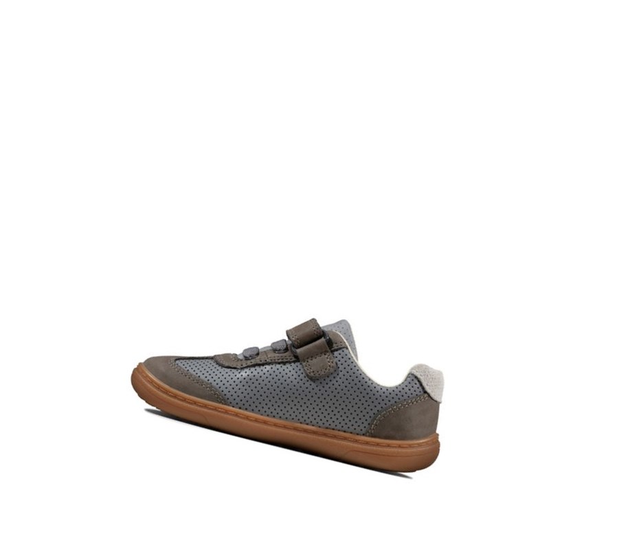 Clarks Flash Step Leder Lederschuhe Jungen Grau | SFKY95318
