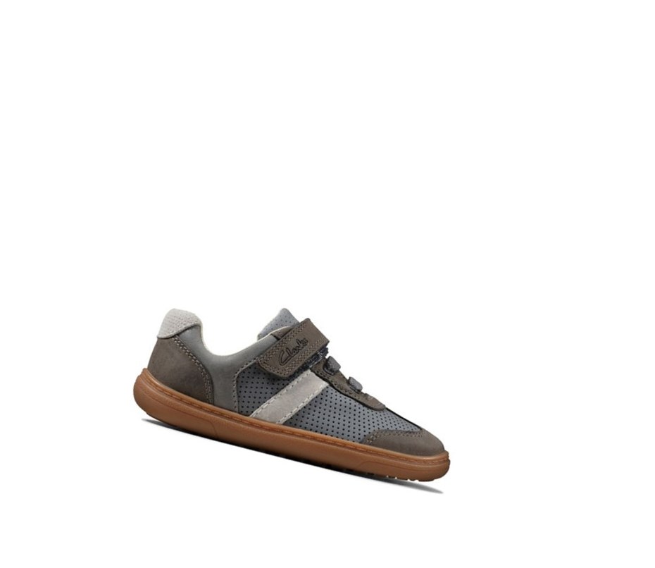 Clarks Flash Step Leder Lederschuhe Jungen Grau | SFKY95318