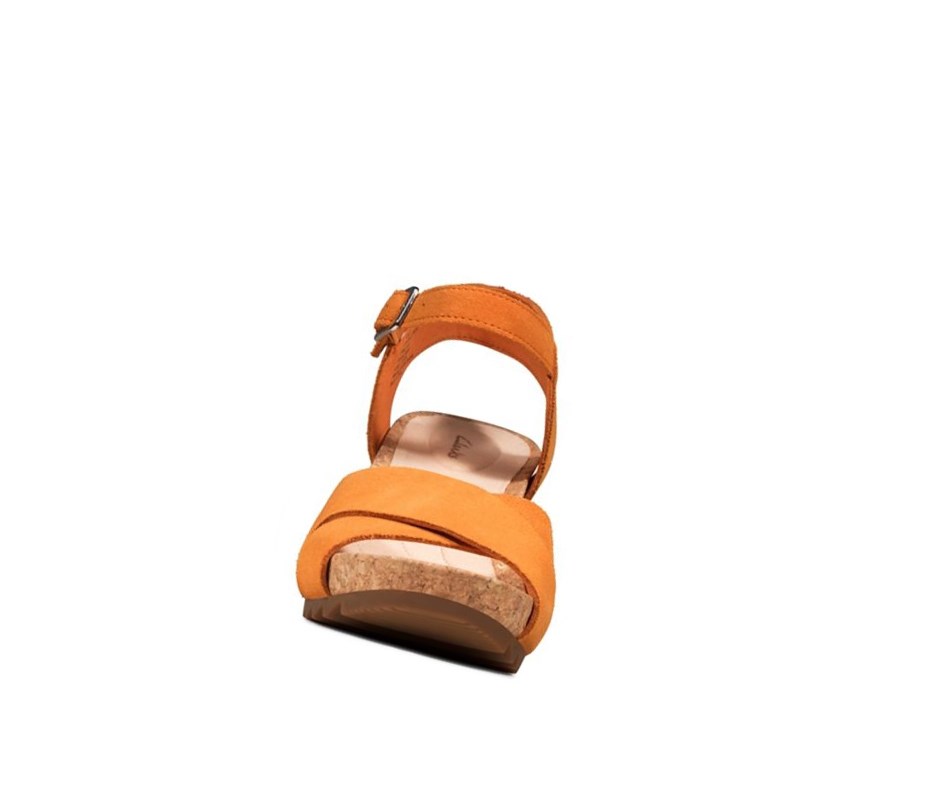 Clarks Flex Sun Wildleder Keilabsatz Sandalen Damen Orange | JGSW37640