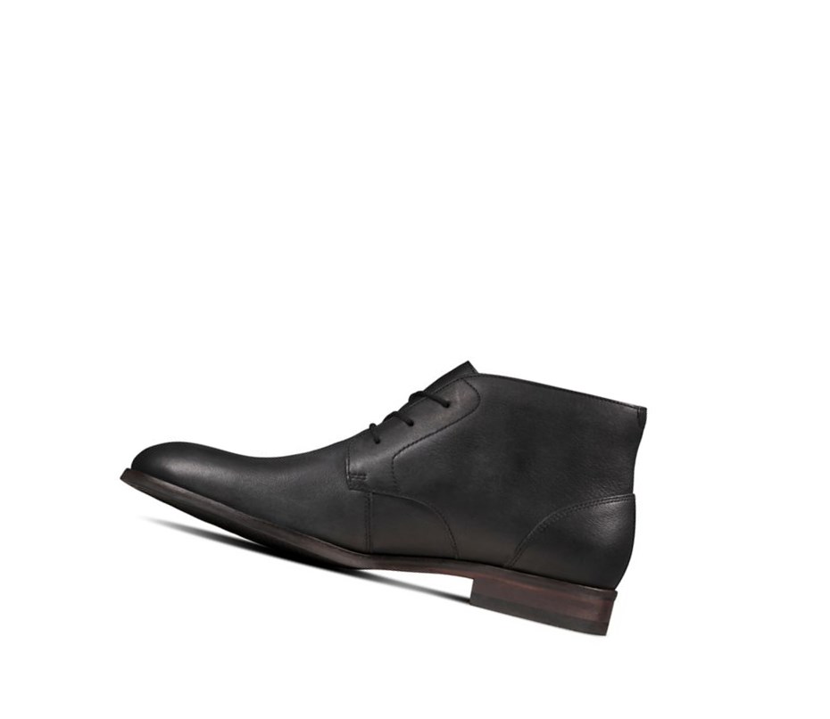 Clarks Flow Top Leder Stiefeletten Herren Schwarz | QJGY97813