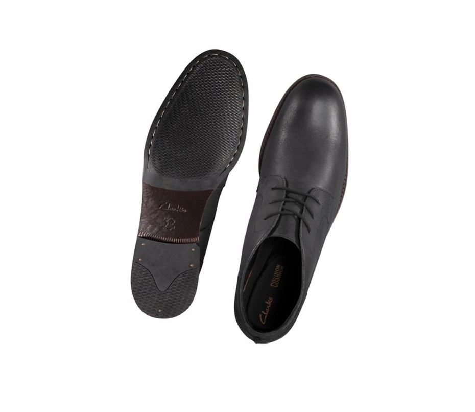 Clarks Flow Top Leder Stiefeletten Herren Schwarz | QJGY97813