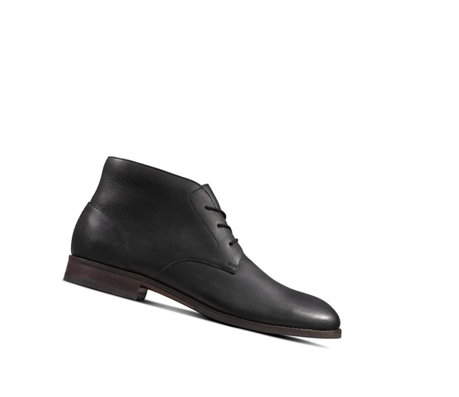 Clarks Flow Top Leder Stiefeletten Herren Schwarz | QJGY97813