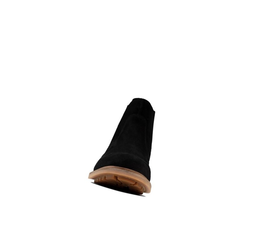 Clarks Foxwell Top Wildleder Chelsea Boots Herren Schwarz | RIHO39587