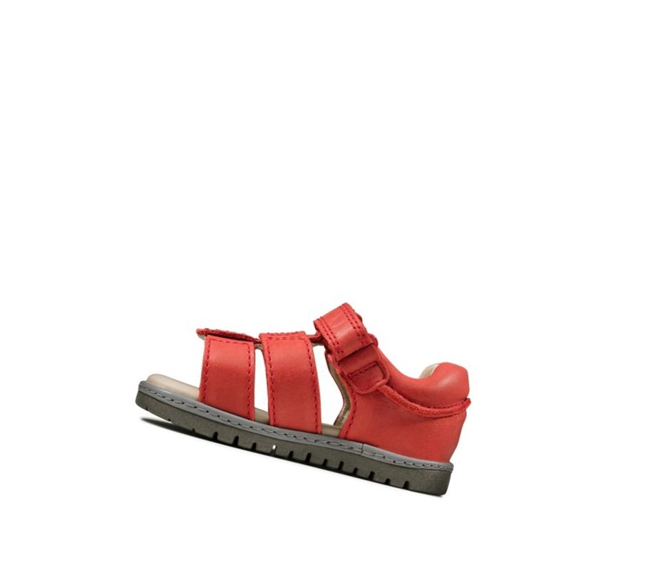Clarks Frances Tor Leder Lässige Sandalen Jungen Rot | BHLP19450