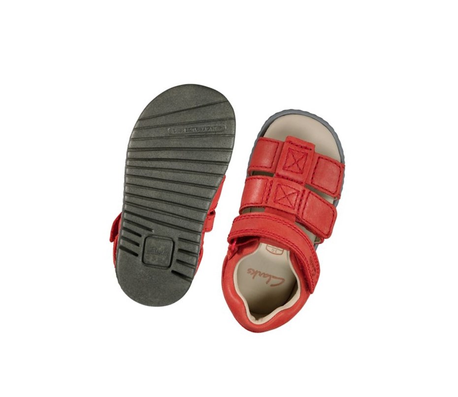 Clarks Frances Tor Leder Lässige Sandalen Jungen Rot | BHLP19450