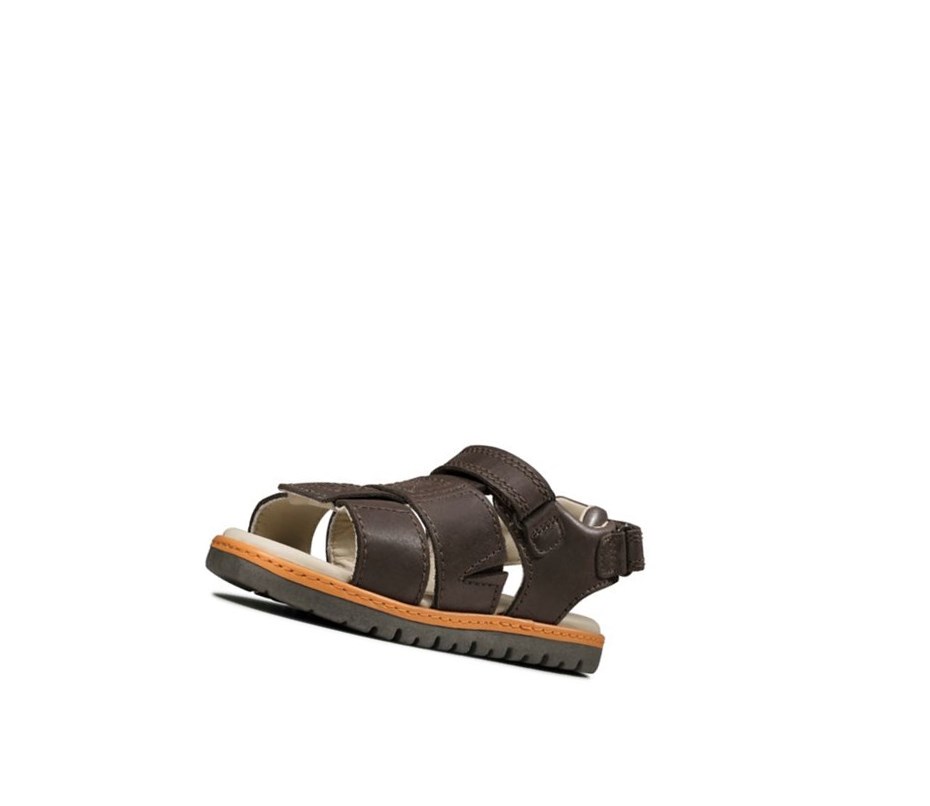 Clarks Frances Tor Leder Lässige Sandalen Jungen Braun | OUAB96523