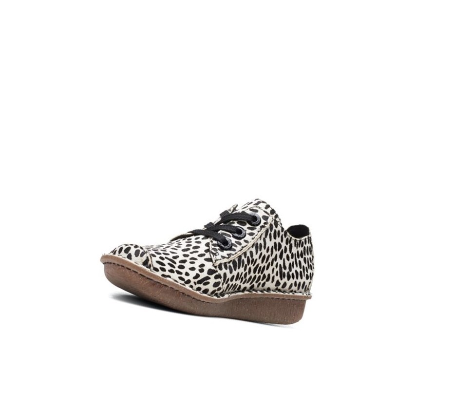 Clarks Funny Dream Leder Lederschuhe Damen Weiß Schwarz | MILU78569