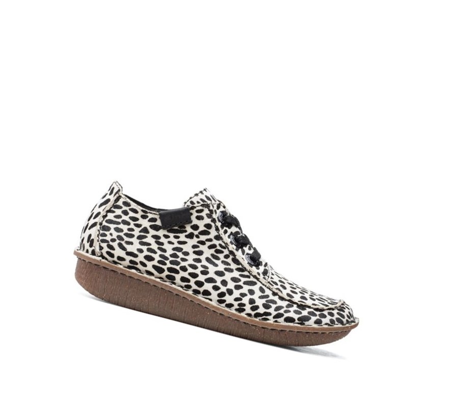 Clarks Funny Dream Leder Lederschuhe Damen Weiß Schwarz | MILU78569