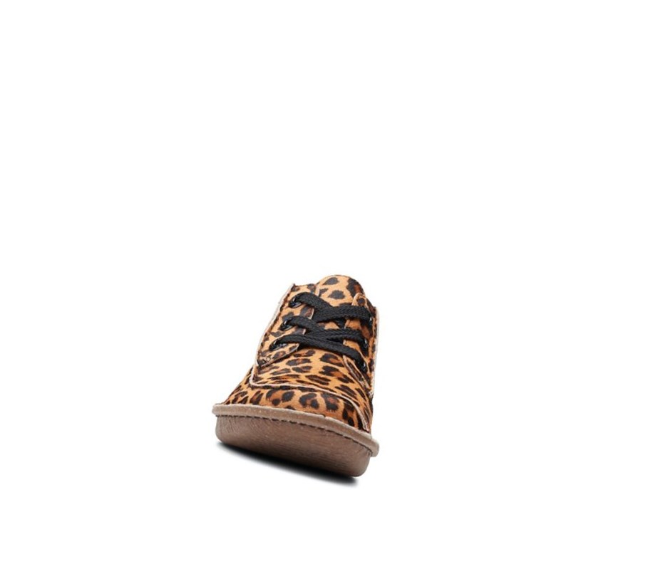 Clarks Funny Dream Print Leder Flache Schuhe Damen Leopard | WQSL78923
