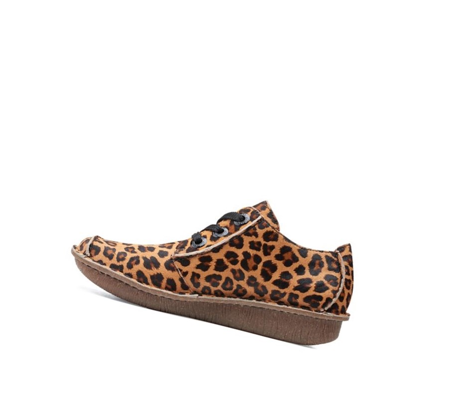 Clarks Funny Dream Print Leder Flache Schuhe Damen Leopard | WQSL78923