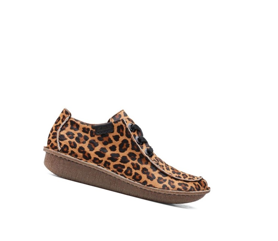 Clarks Funny Dream Print Leder Flache Schuhe Damen Leopard | WQSL78923