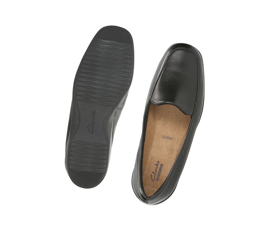 Clarks Georgia Leder Weite Fit Loafers Damen Schwarz | OHTF25934