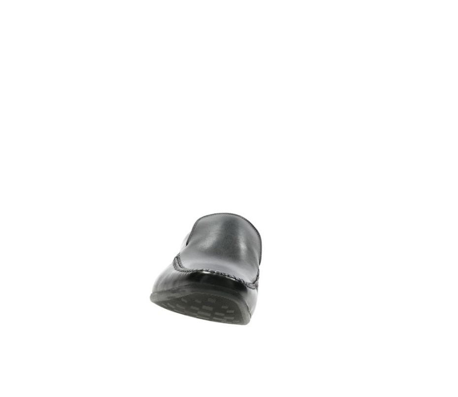 Clarks Glement Seam Leder Slip On Schuhe Herren Schwarz | STYU97418