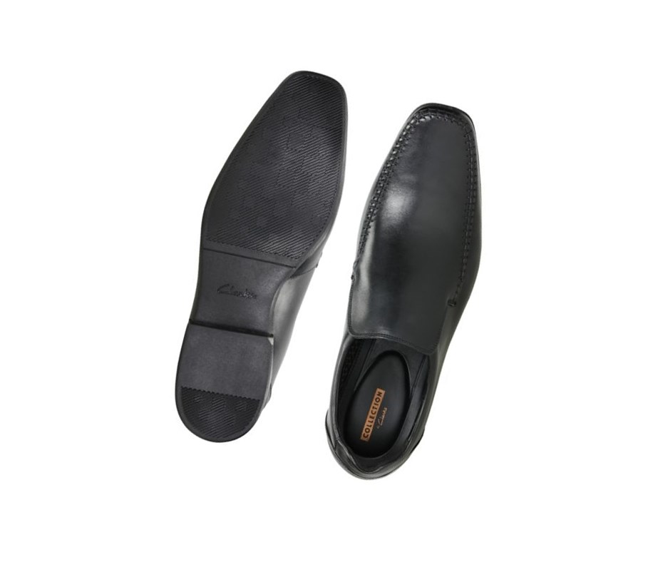 Clarks Glement Seam Leder Slip On Schuhe Herren Schwarz | STYU97418