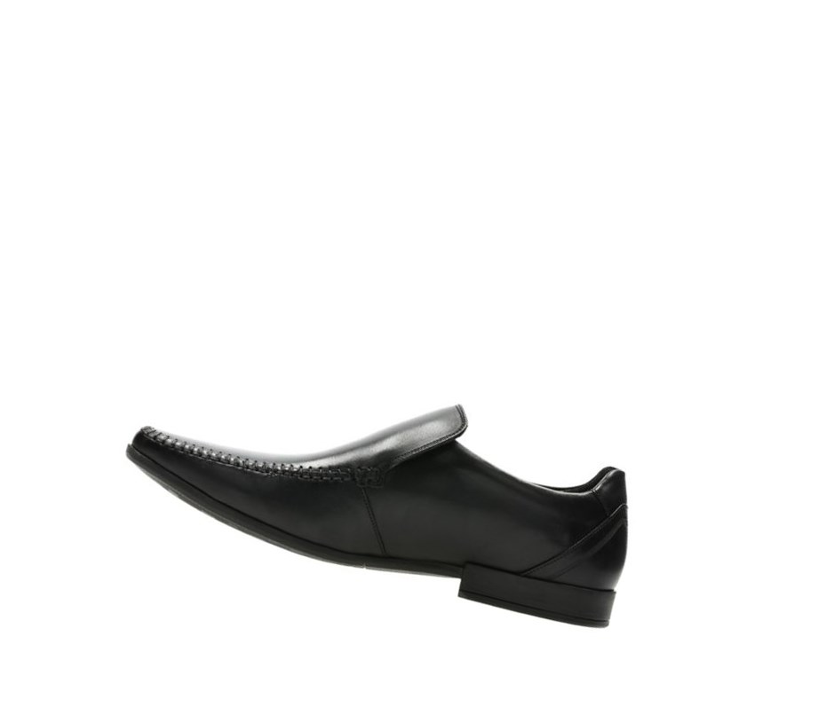 Clarks Glement Seam Leder Slip On Schuhe Herren Schwarz | WHDB68391