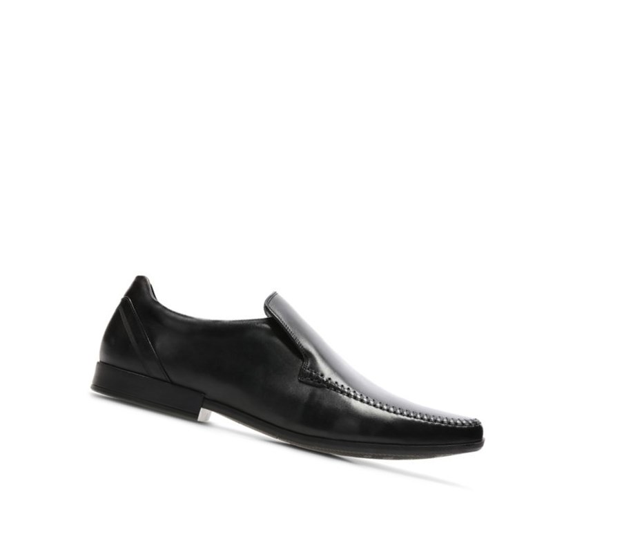 Clarks Glement Seam Leder Slip On Schuhe Herren Schwarz | WHDB68391