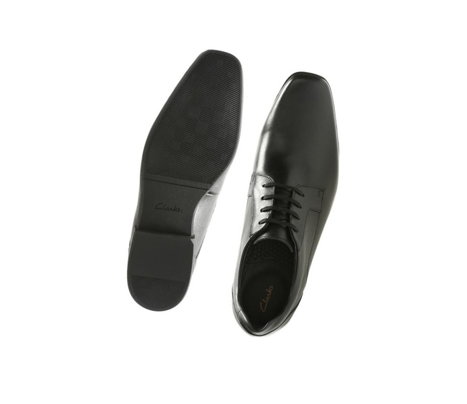Clarks Glement Spitze Leder Lederschuhe Herren Schwarz | VPMZ96058