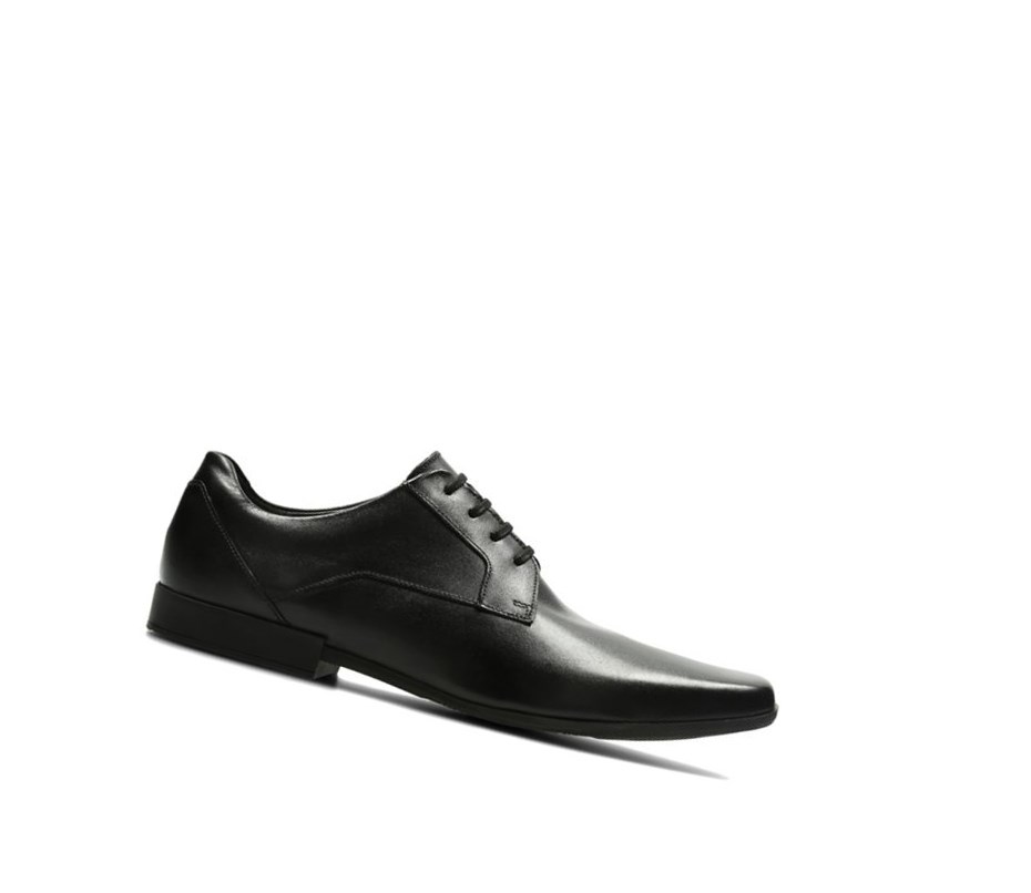 Clarks Glement Spitze Leder Lederschuhe Herren Schwarz | VPMZ96058