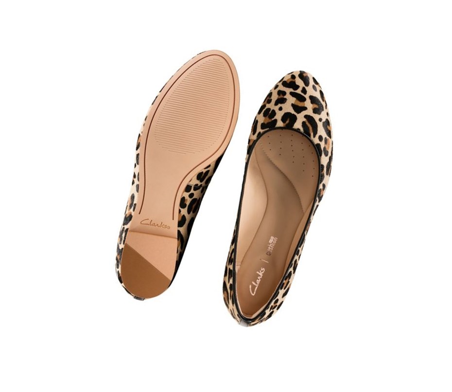 Clarks Grace Piper Print Leder Weite Fit Lederschuhe Damen Leopard | VZRK24960